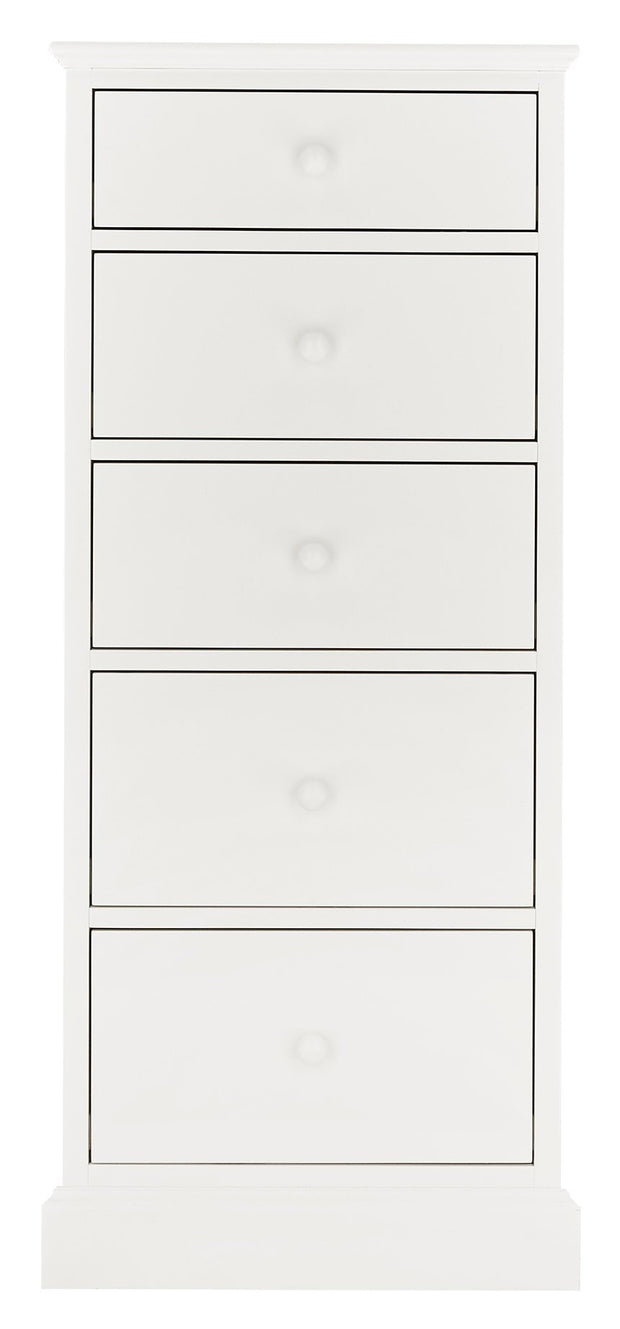Bentley Designs Ashby White 5 Drawer Tall Chest