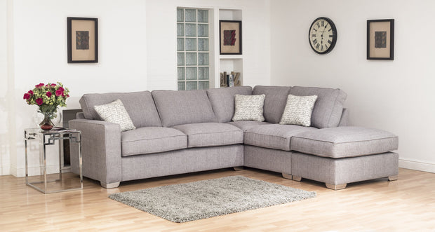 Chicago 2 by 1 Seater and Footstool Right Hand Facing Pillow Back Sofa Bed Corner Group