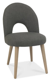 Dansk Scandi Oak Upholstered Chair - Cold Steel Fabric