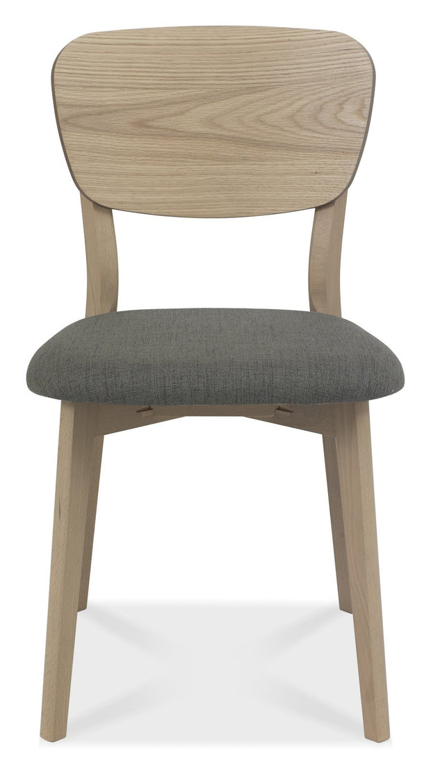 Dansk Scandi Oak Veneer Back Chair - Cold Steel Fabric