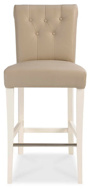Bentley Designs Hampstead Two Tone Upholstered Bar Stool - Ivory Bonded Leather (Pair)