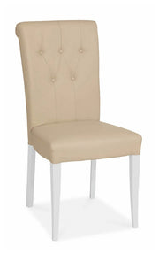 Bentley Designs Hampstead Two Tone Upholstered Chair - Ivory Bonded Leather (Pair)