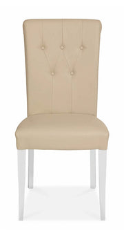 Bentley Designs Hampstead Two Tone Upholstered Chair - Ivory Bonded Leather (Pair)