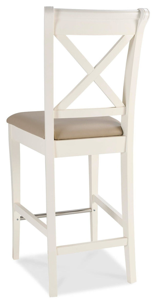 Bentley Designs Hampstead Two Tone X Back Bar Stool - Ivory Bonded Leather(Pair)