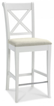 Bentley Designs Hampstead Two Tone X Back Bar Stool - Sand Colour Fabric (Pair)