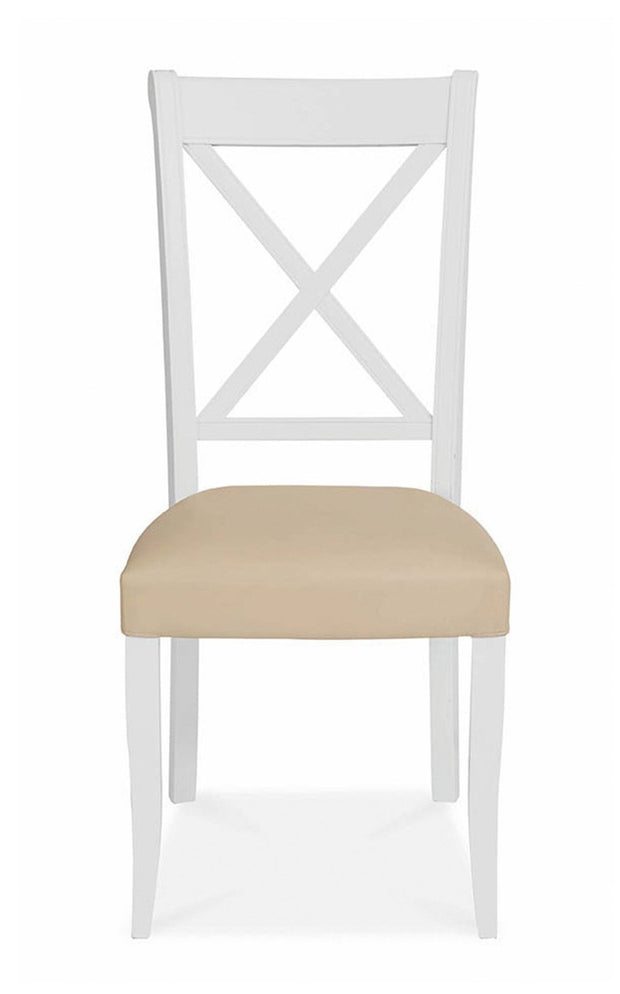Bentley Designs Hampstead Two Tone X Back Chair - Ivory Bonded Leather (Pair)