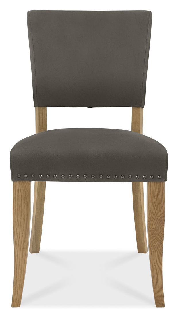 Indus Rustic Oak Upholstered Chair - Dark Grey