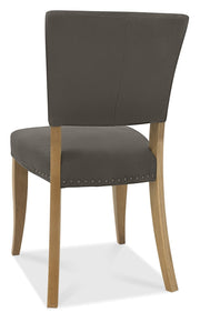Indus Rustic Oak Upholstered Chair - Dark Grey