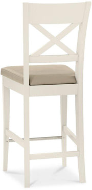 Bentley Designs Montreux Antique White X Back Bar Stool - Ivory Bonded Leather (Pair)