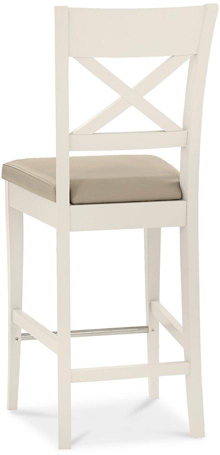 Bentley Designs Montreux Antique White X Back Bar Stool - Ivory Bonded Leather (Pair)