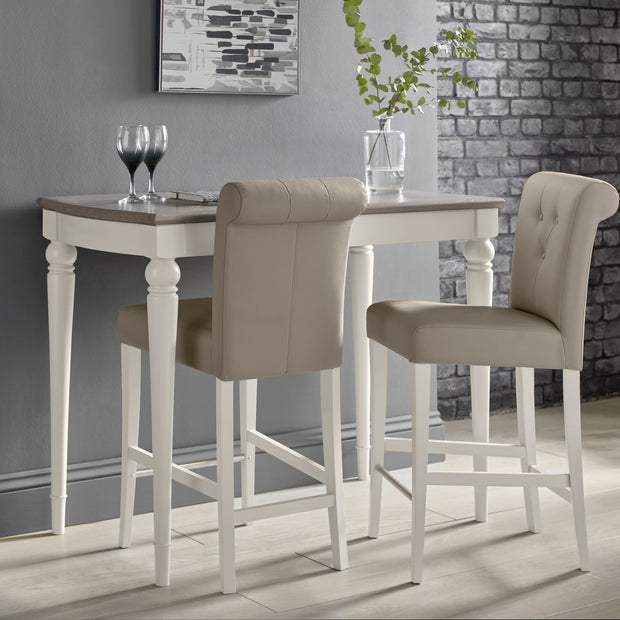 Bentley Designs Montreux Soft Grey Uph Bar Stool - Grey Bonded Leather (Pair)