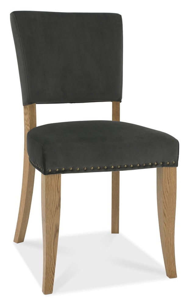 Rustic Oak Uph Chair - Velvet Fabric