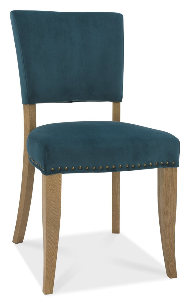 Rustic Oak Uph Chair - Velvet Fabric