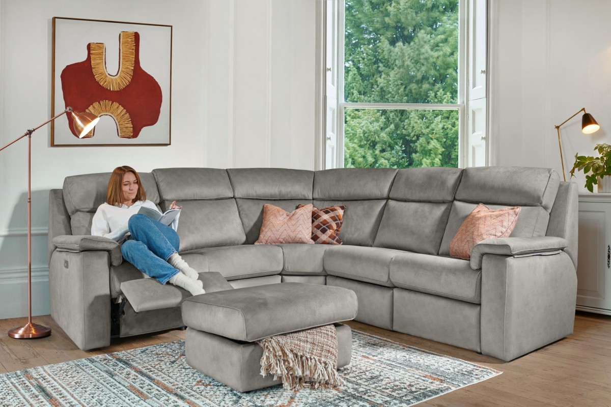 Ellis Reclining Corner Sofa in Stingray Charcoal