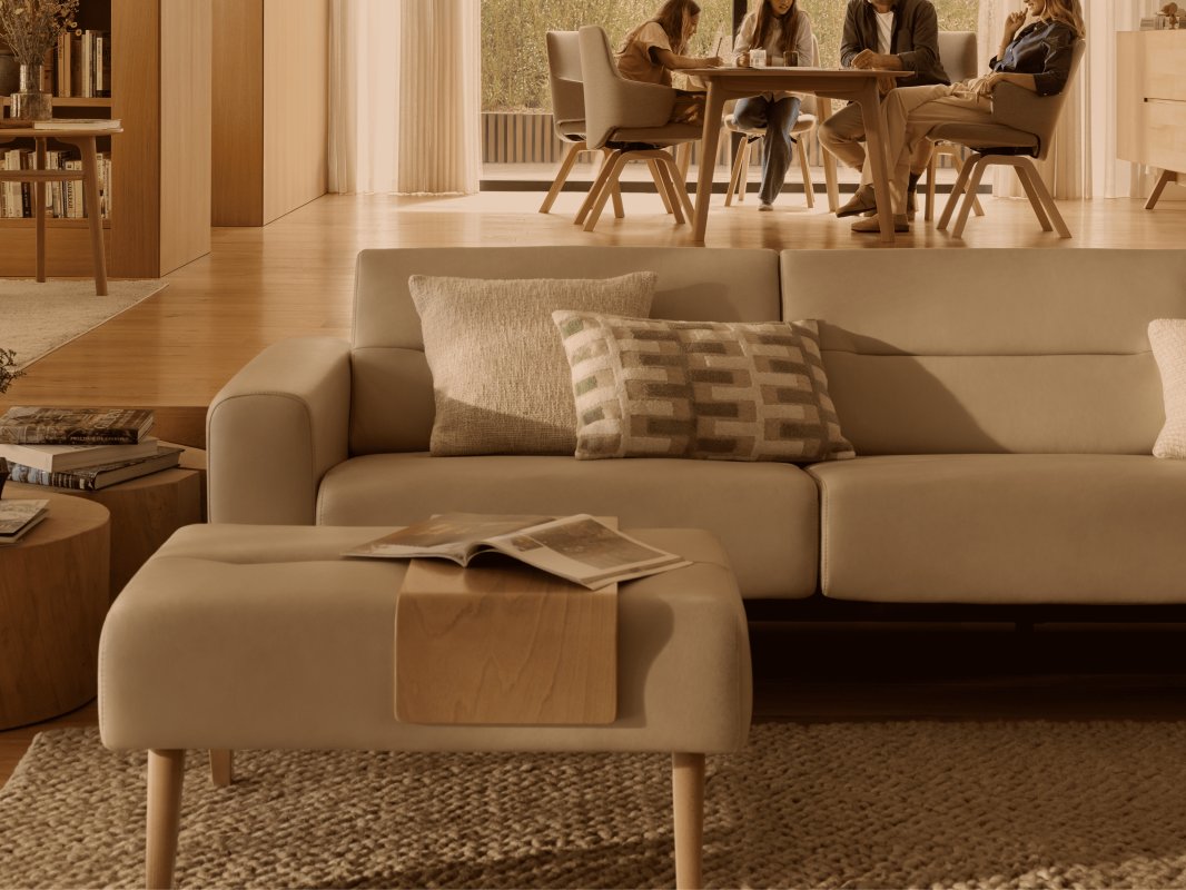 Stressless Stella S1 Arms 3 5 Seater Corner 2 5 Seater Sofa in Velaro Light Grey with Oak Detail