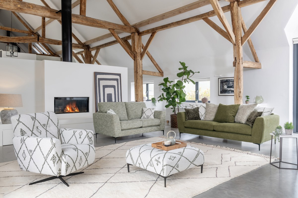Alstons Inka 4 Seater Pillow Back Sofa 2 Seater Sofa and Swivel Chair