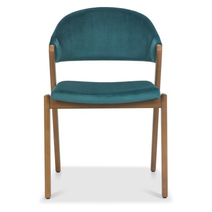 Camden Rustic Oak Upholstered Chair - Azure Velvet (Pair) Camden Rustic Oak Upholstered Chair - Azure Velvet (Pair)