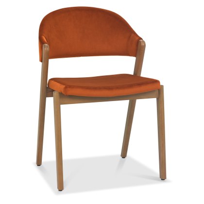 Camden Rustic Oak Upholstered Chair - Rust Velvet (Pair) Camden Rustic Oak Upholstered Chair - Rust Velvet (Pair)