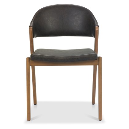 Camden Rustic Oak Upholstered Chair - Old West Vintage Bonded Leather (Pair) Camden Rustic Oak Upholstered Chair - Old West Vintage Bonded Leather (Pair)