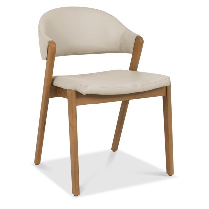 Camden Rustic Oak Upholstered Chair - Ivory Bonded Leather (Pair) Camden Rustic Oak Upholstered Chair - Ivory Bonded Leather (Pair)