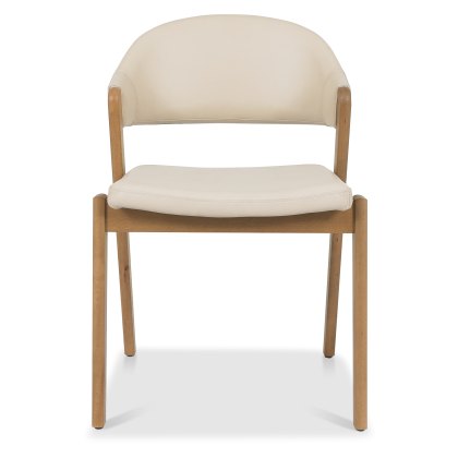 Camden Rustic Oak Upholstered Chair - Ivory Bonded Leather (Pair) Camden Rustic Oak Upholstered Chair - Ivory Bonded Leather (Pair)