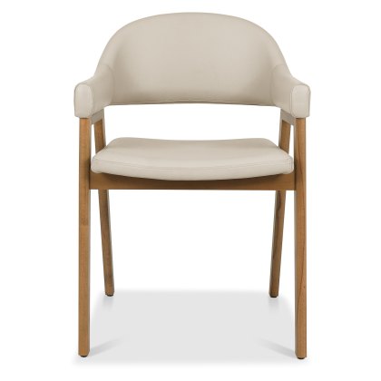 Camden Rustic Oak Upholstered Armchair - Ivory Bonded Leather (Pair) Camden Rustic Oak Upholstered Armchair - Ivory Bonded Leather (Pair)