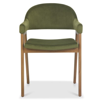 Camden Rustic Oak Upholstered Armchair - Cedar Velvet (Pair) Camden Rustic Oak Upholstered Armchair - Cedar Velvet (Pair)