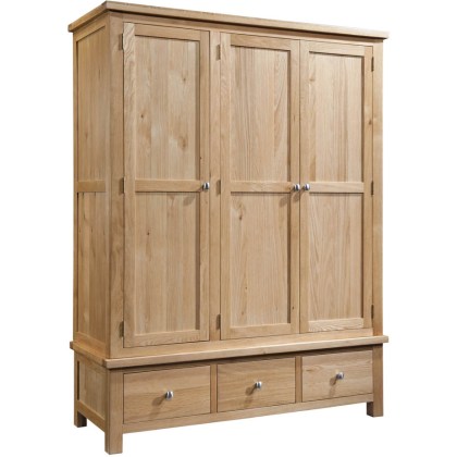 Dodford Oak Triple Wardrobe with 3 Drawers Dodford Oak Triple Wardrobe with 3 Drawers