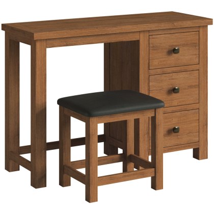 Dodford Rustic Oak Single Pedestal Dressing Table and Stool Dodford Rustic Oak Single Pedestal Dressing Table and Stool