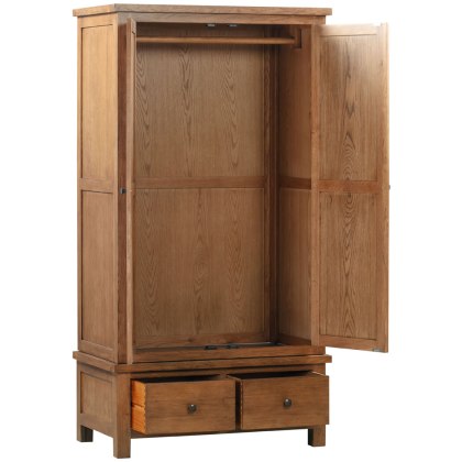 Dodford Rustic Oak Gents Wardrobe with 2 Drawers Dodford Rustic Oak Gents Wardrobe with 2 Drawers