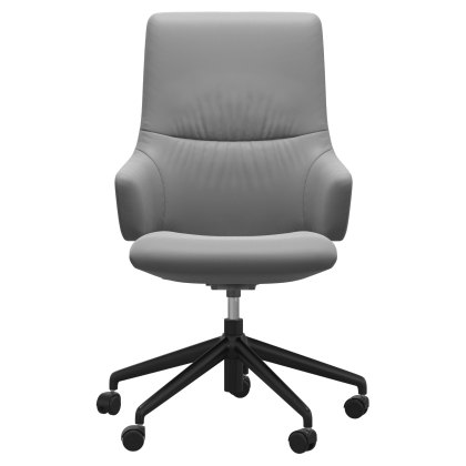 Stressless Quickship Mint High Back Office Chair with Arms in Batick Wild Dove with Black Stressless Quickship Mint High Back Office Chair with Arms in Batick Wild Dove with Black