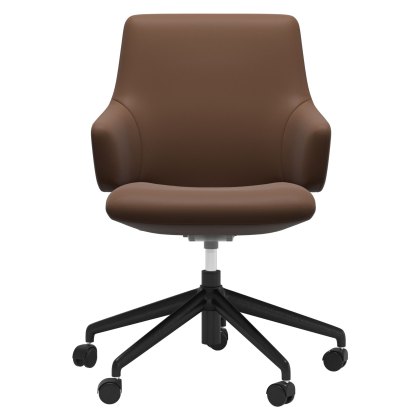 Stressless Quickship Laurel Low Back Office Chair with Arms in Batick Warm Brown with Black Stressless Quickship Laurel Low Back Office Chair with Arms in Batick Warm Brown with Black