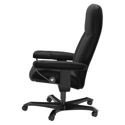 Stressless Quickship Consul Medium Office Chair in Batick Black with Black Base Stressless Quickship Consul Medium Office Chair in Batick Black with Black Base