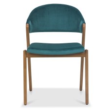 Camden Rustic Oak Upholstered Chair - Azure Velvet (Pair) Camden Rustic Oak Upholstered Chair - Azure Velvet (Pair)