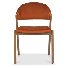 Camden Rustic Oak Upholstered Chair - Rust Velvet (Pair) Camden Rustic Oak Upholstered Chair - Rust Velvet (Pair)