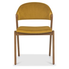 Camden Rustic Oak Upholstered Chair - Mustard Velvet (Pair) Camden Rustic Oak Upholstered Chair - Mustard Velvet (Pair)