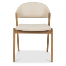 Camden Rustic Oak Upholstered Chair - Ivory Bonded Leather (Pair) Camden Rustic Oak Upholstered Chair - Ivory Bonded Leather (Pair)