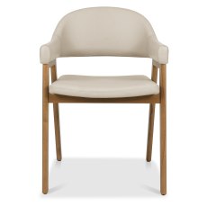 Camden Rustic Oak Upholstered Armchair - Ivory Bonded Leather (Pair) Camden Rustic Oak Upholstered Armchair - Ivory Bonded Leather (Pair)