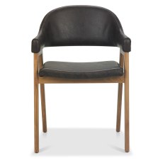 Camden Rustic Oak Upholstered Armchair - Old West Vintage Bonded Leather (Pair) Camden Rustic Oak Upholstered Armchair - Old West Vintage Bonded Leather (Pair)