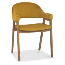 Camden Rustic Oak Upholstered Armchair - Mustard Velvet (Pair) Camden Rustic Oak Upholstered Armchair - Mustard Velvet (Pair)
