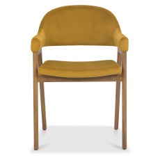 Camden Rustic Oak Upholstered Armchair - Mustard Velvet (Pair) Camden Rustic Oak Upholstered Armchair - Mustard Velvet (Pair)