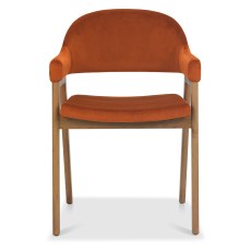 Camden Rustic Oak Upholstered Armchair - Rust Velvet (Pair) Camden Rustic Oak Upholstered Armchair - Rust Velvet (Pair)