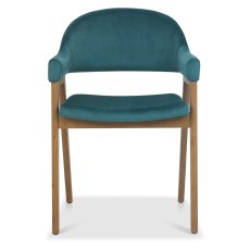 Camden Rustic Oak Upholstered Armchair - Azure Velvet (Pair) Camden Rustic Oak Upholstered Armchair - Azure Velvet (Pair)