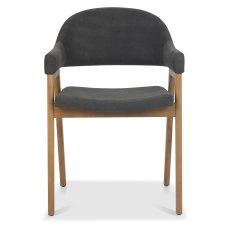 Camden Rustic Oak Upholstered Armchair - Dark Grey Fabric (Pair) Camden Rustic Oak Upholstered Armchair - Dark Grey Fabric (Pair)