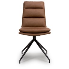 Nobo Swivel Dining Chair in Tan (Black Powder Coated Legs) - Pair Nobo Swivel Dining Chair in Tan (Black Powder Coated Legs) - Pair