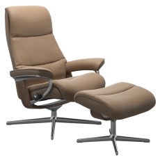 Stressless View Cross Base Chair with Footstool Stressless View Cross Base Chair with Footstool