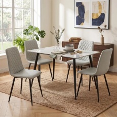 Argenta Dining Set - 120cm Table and 4 Chairs in Light Grey Argenta Dining Set - 120cm Table and 4 Chairs in Light Grey