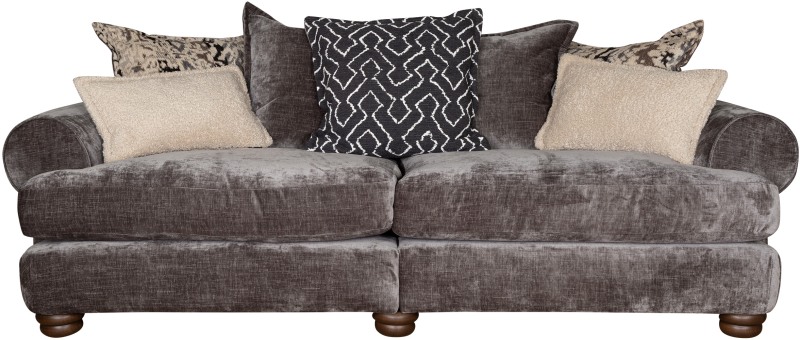 Horatio   4 Seater Modular Sofa   Pillow Back   Front   Kairo Grey  Otis Mono  Burnaby Mono  Larry Latte