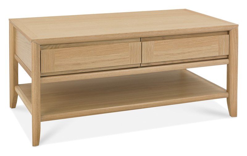 Bentley Designs Bergen Oak Coffee Table with Drawer front angle shot